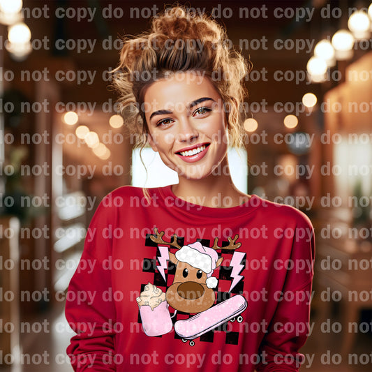 Pink Reindeer Checkered with Pocket Option Dream Print or Sublimation Print