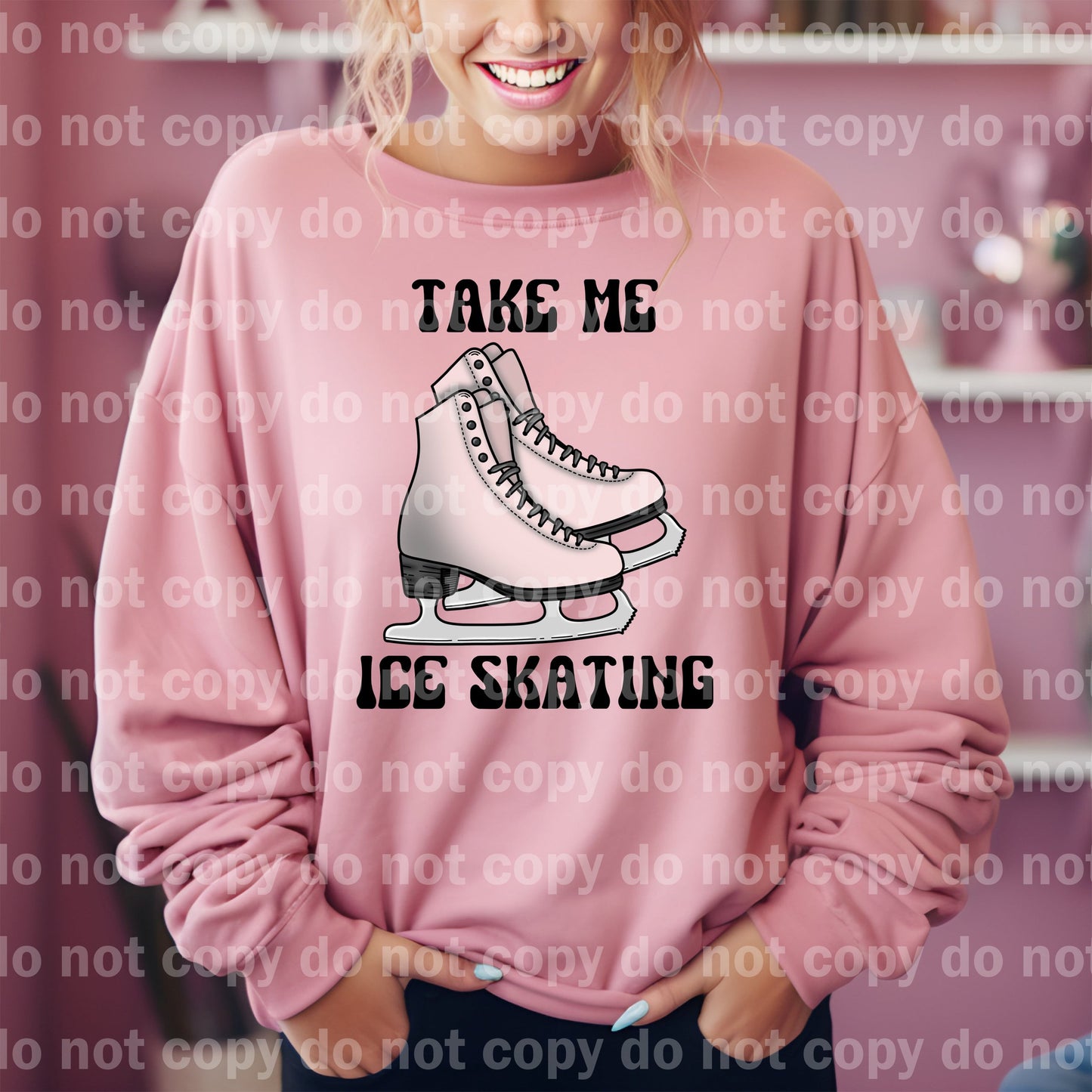 Pink Take Me Ice Skating Black/White Dream Print or Sublimation Print