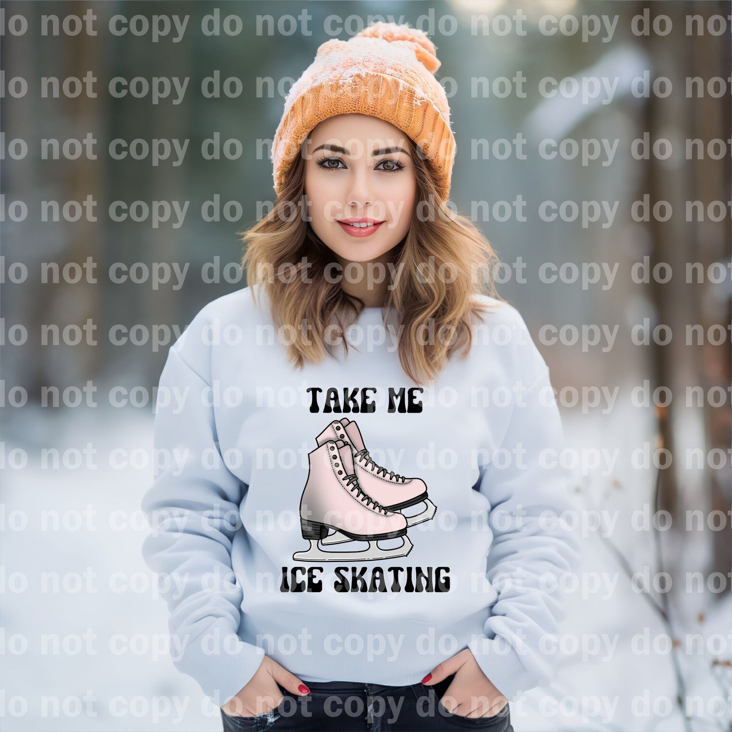 Pink Take Me Ice Skating Black/White Dream Print or Sublimation Print