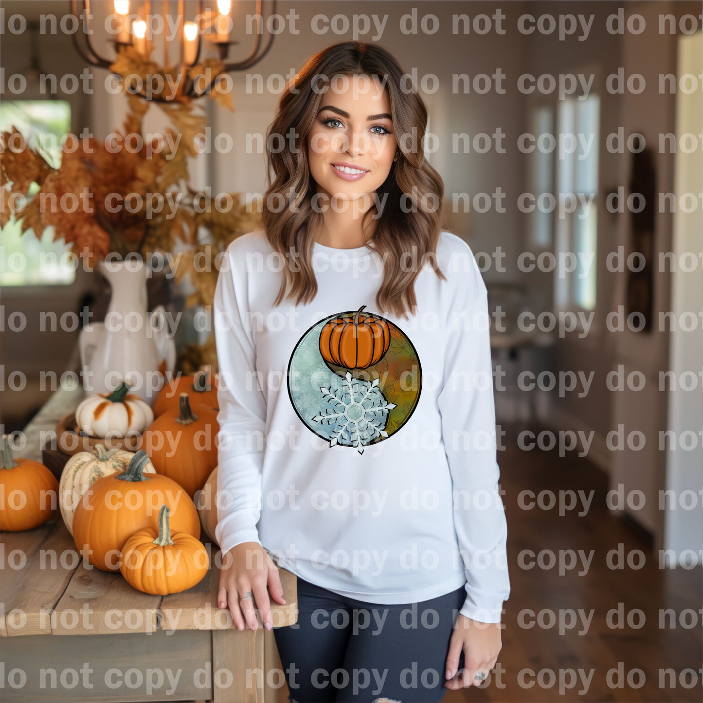 Pumpkin And Snowflakes Dream Print or Sublimation Print