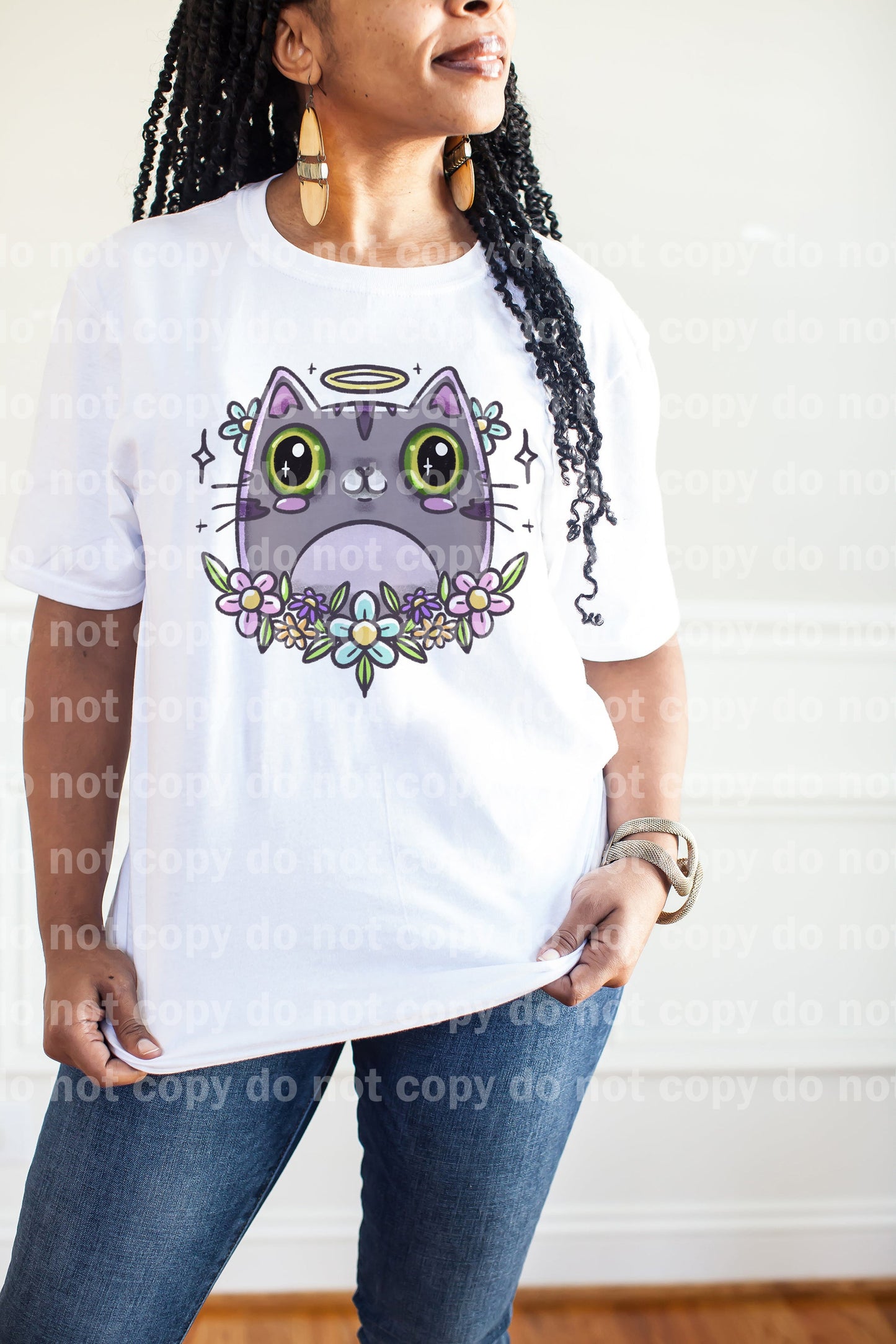 Purple Cat Floral Dream Print or Sublimation Print