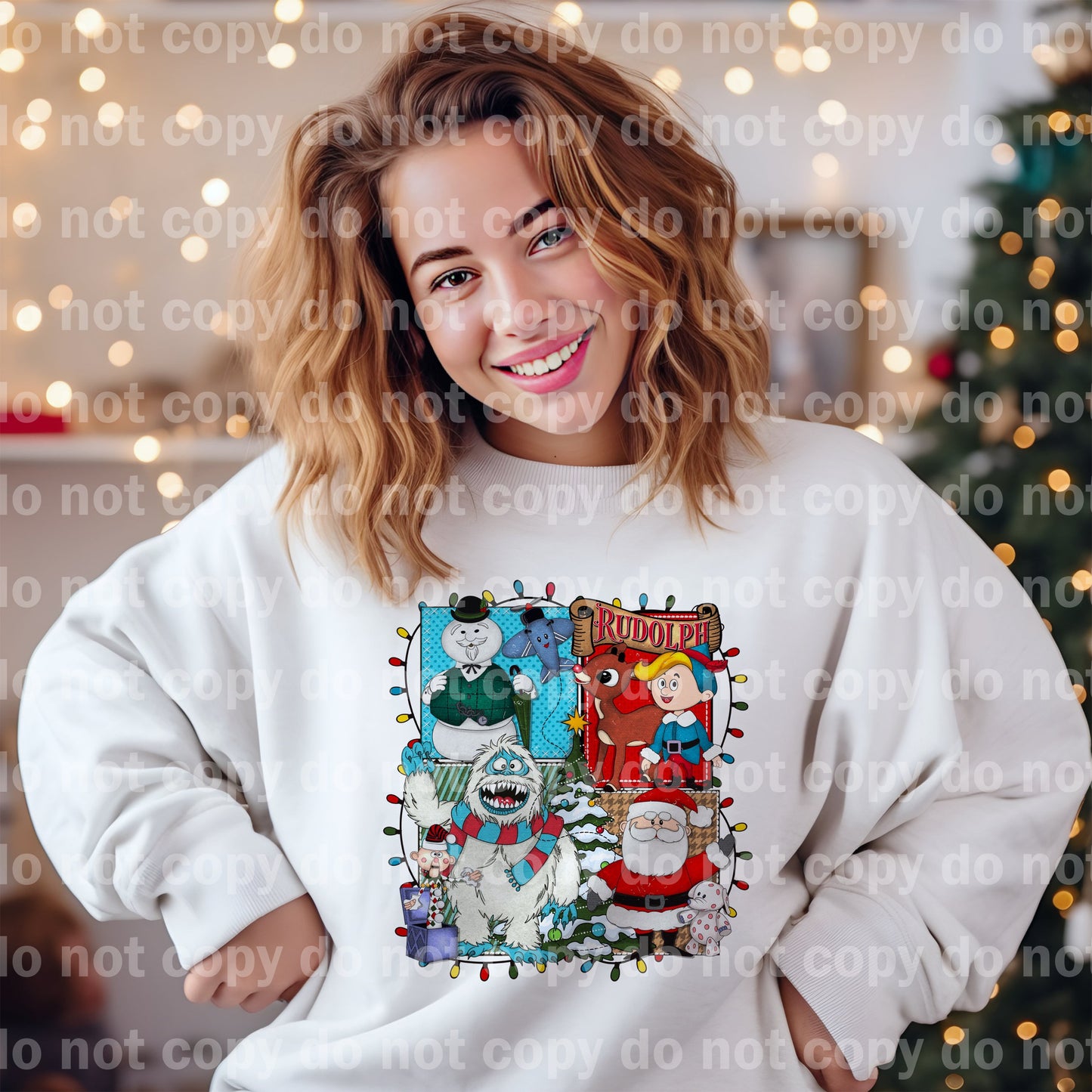 Rudolph Red Nose Reindeer with Optional Sleeve Design Dream Print or Sublimation Print