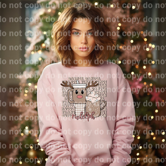 Reindeer Drinks Brown/White Dream Print or Sublimation Print
