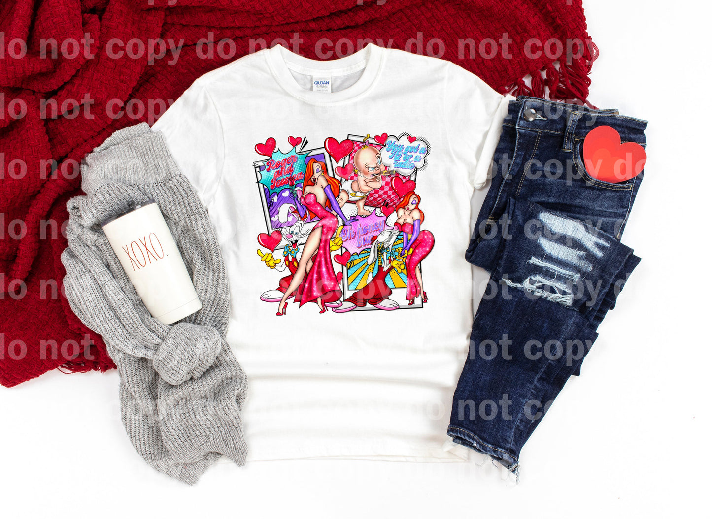 Roger Rabbit Valentines with Optional Two Rows Sleeve Designs Dream Print or Sublimation Print