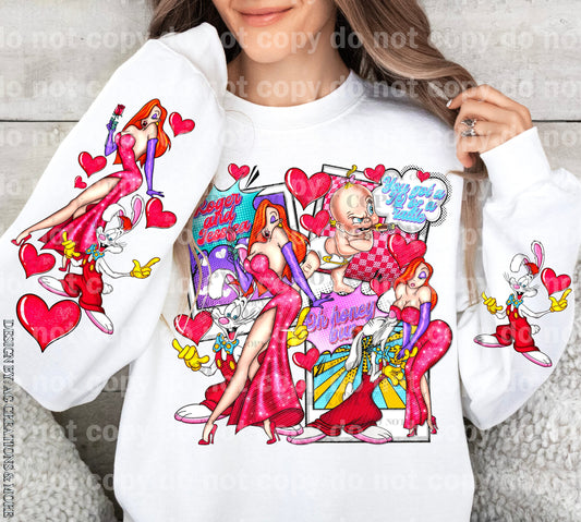 Roger Rabbit Valentines with Optional Two Rows Sleeve Designs Dream Print or Sublimation Print
