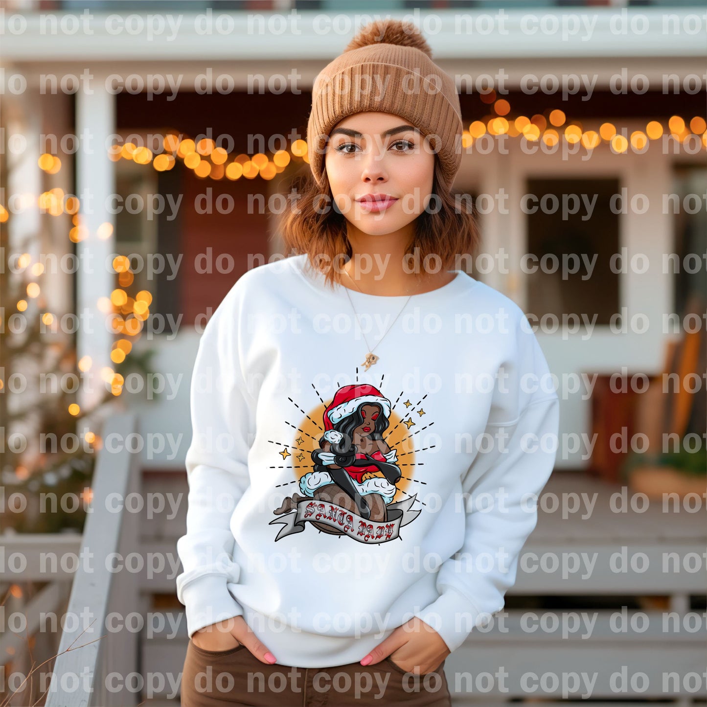 Santa Baby Black Hair With Background Dream Print or Sublimation Print