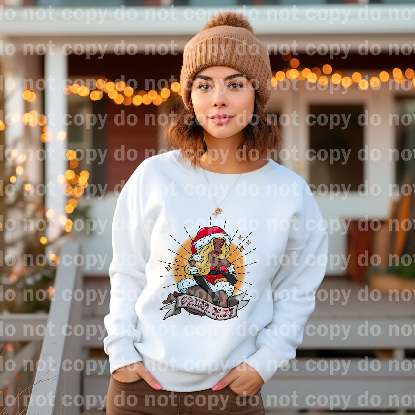 Santa Baby Blonde Hair With Background Dream Print or Sublimation Print