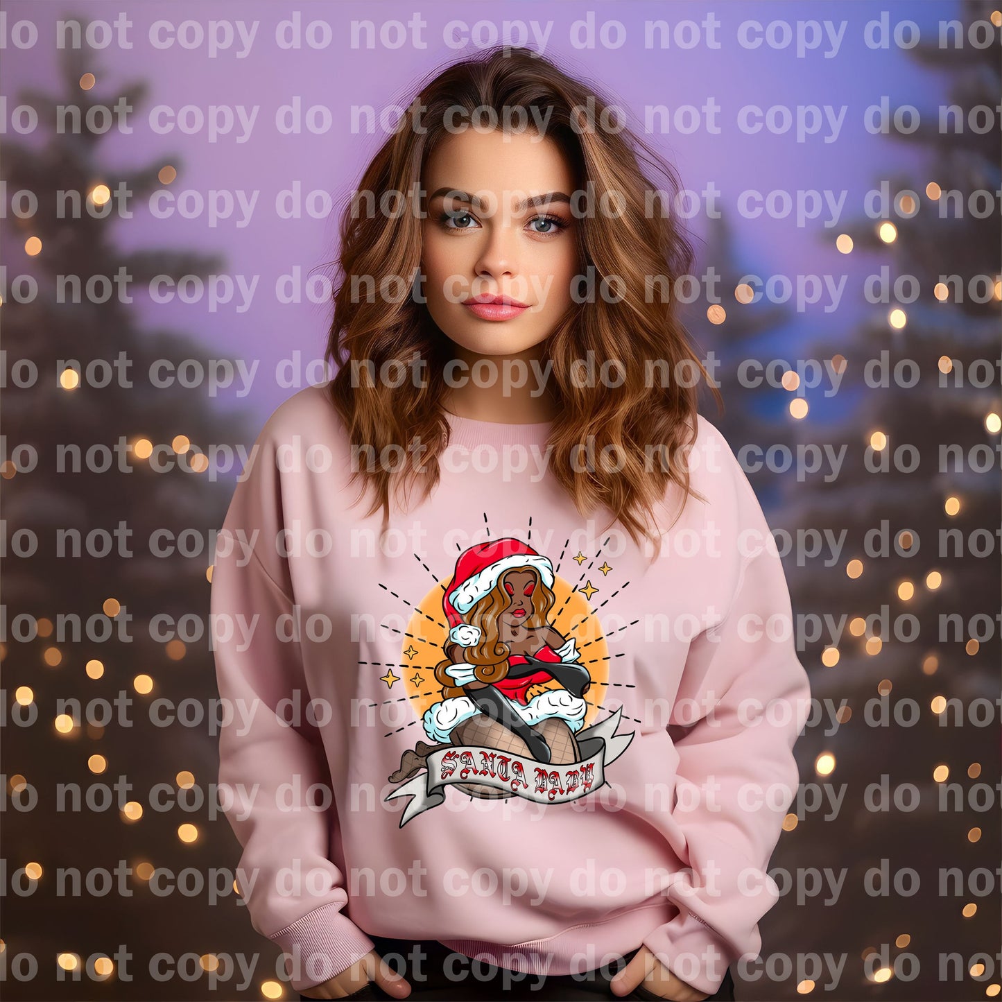 Santa Baby Brown Hair With Background Dream Print or Sublimation Print