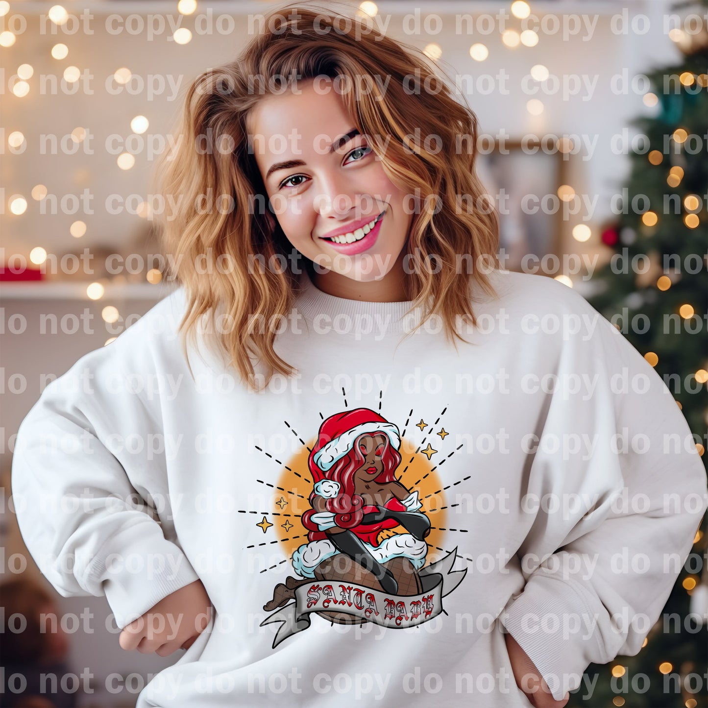 Santa Baby Red Hair With Background Dream Print or Sublimation Print