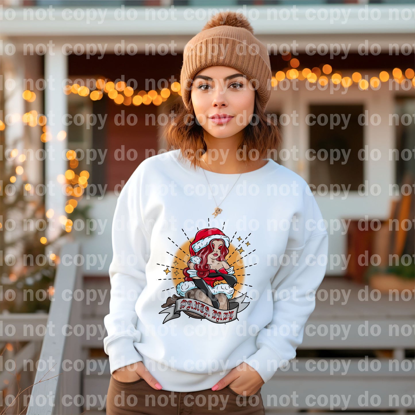 Santa Baby Red Hair With Background Dream Print or Sublimation Print