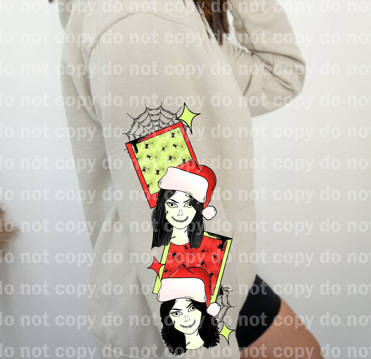Loathe The Holidays Polaroid Curly Wave Hair Duo with Optional Two Rows Sleeve Designs Dream Print or Sublimation Print