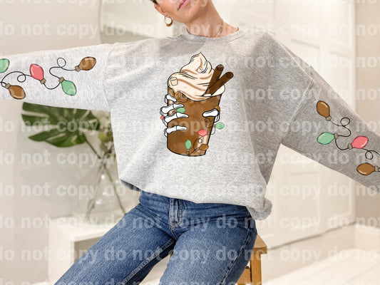 Hot Cocoa Skellie With Optional Two Rows Christmas Lights Sleeve Design Dream Print or Sublimation Print