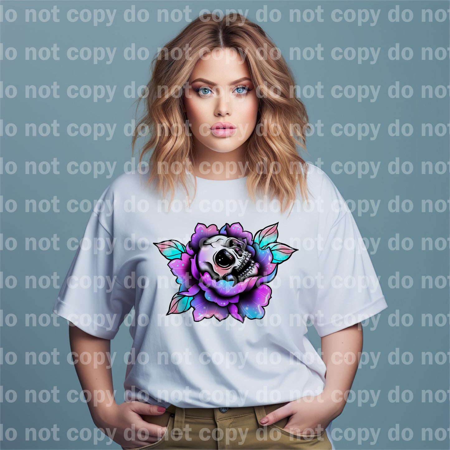 Skull Peonies Purple with Optional Two Rows Sleeve Designs Dream Print or Sublimation Print
