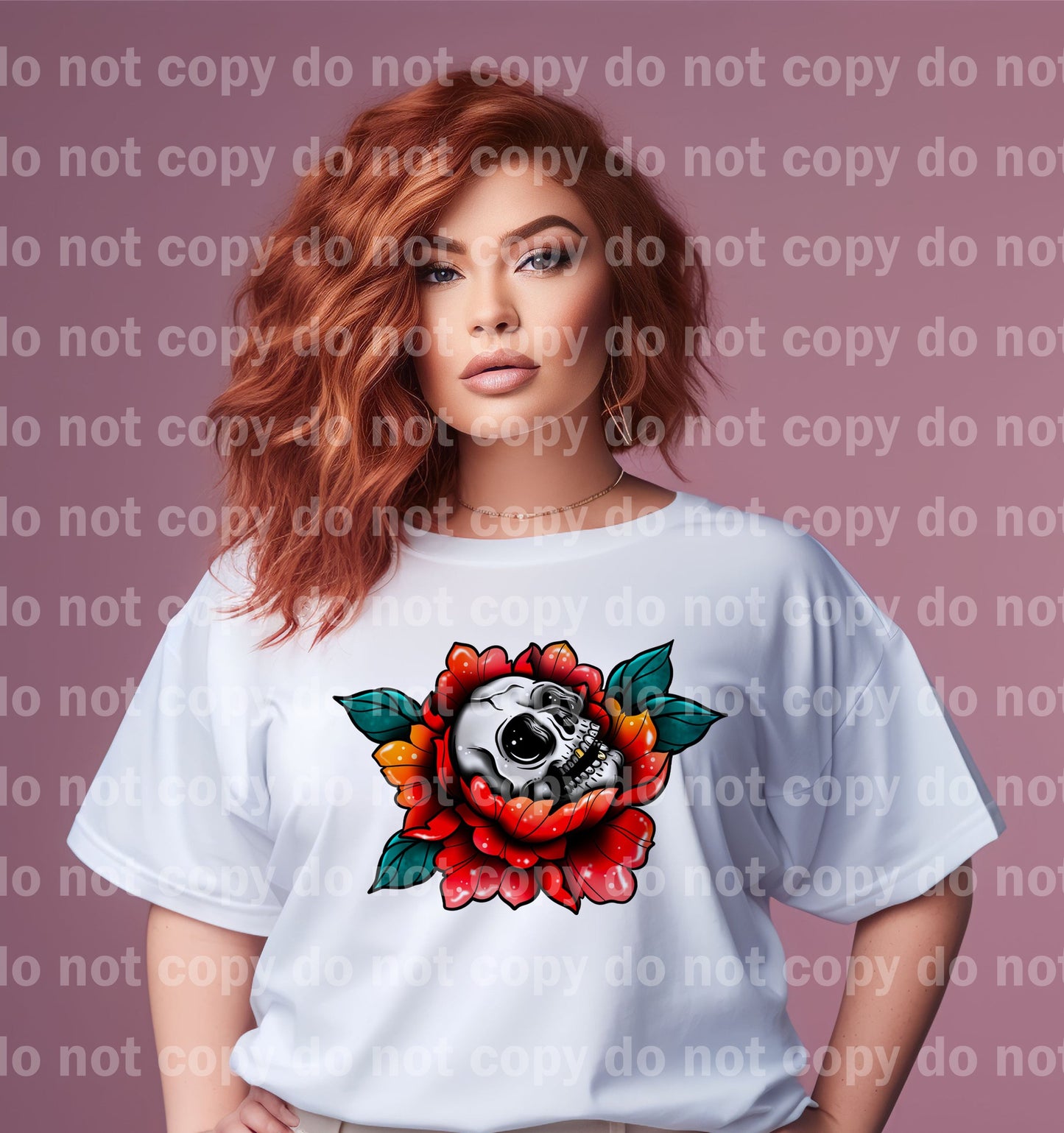 Skull Peonies Red with Optional Two Rows Dream Print or Sublimation Print