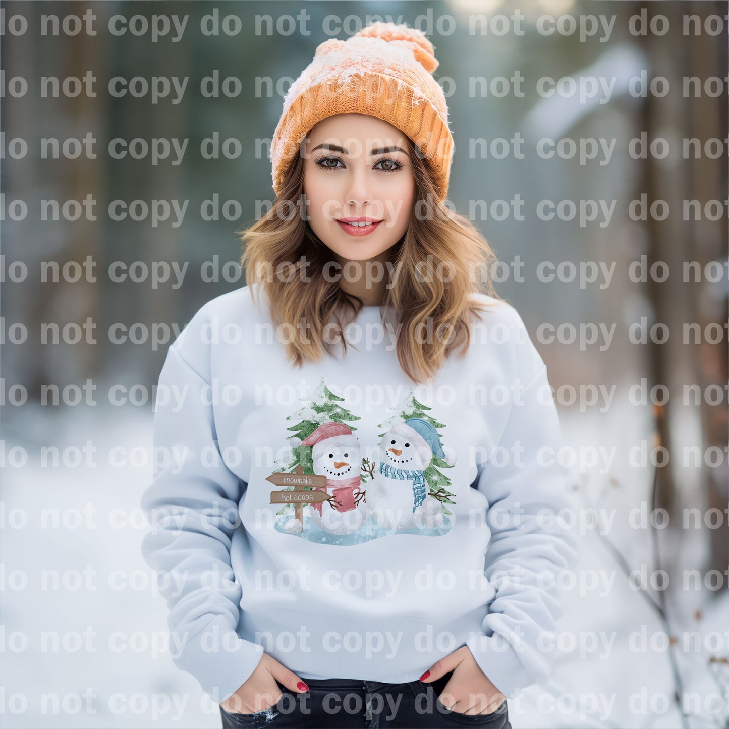 Snowballs Hot Cocoa Snowmen Dream Print or Sublimation Print