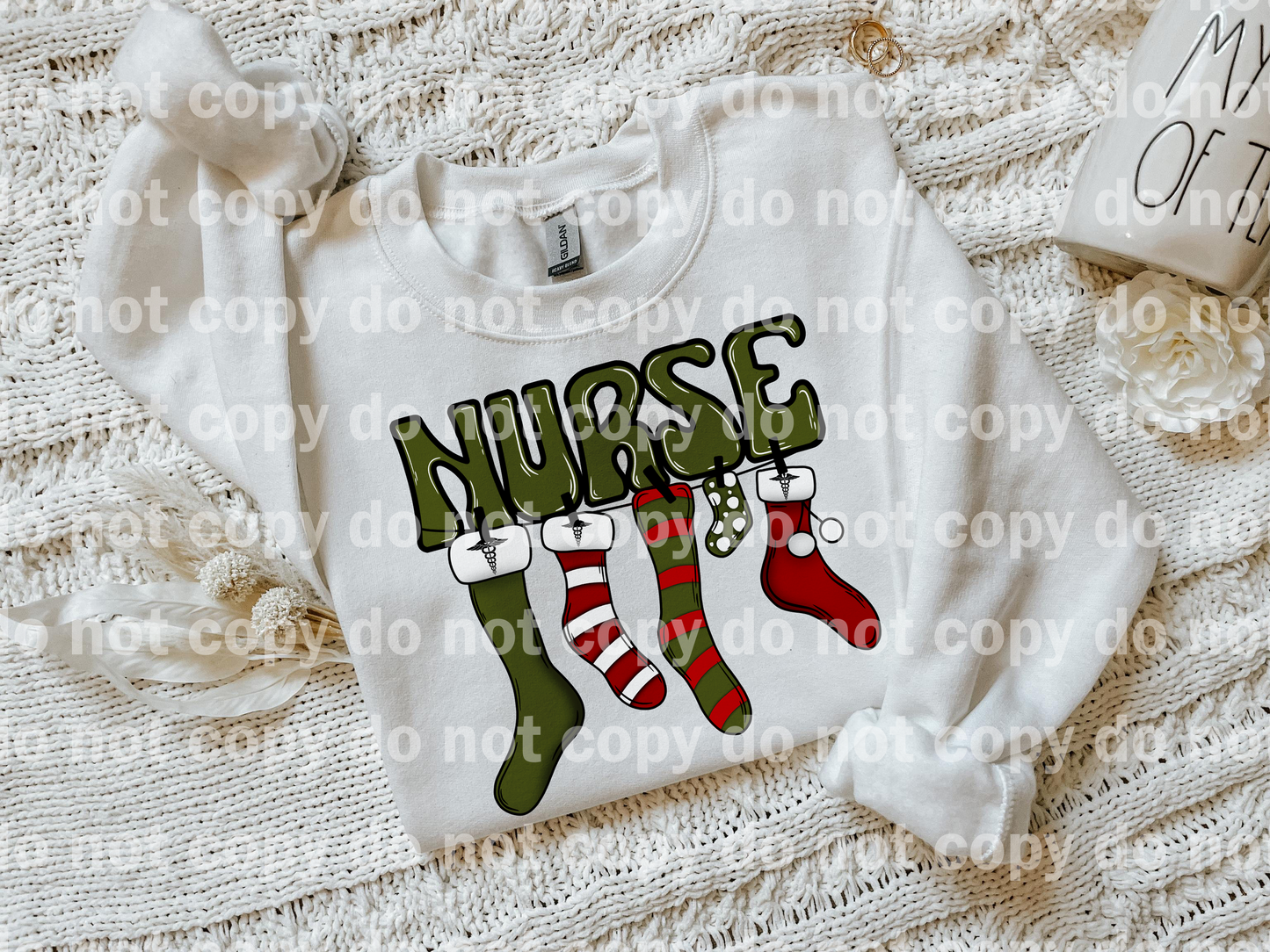 Nurse Socks Green/Red Dream Print or Sublimation Print