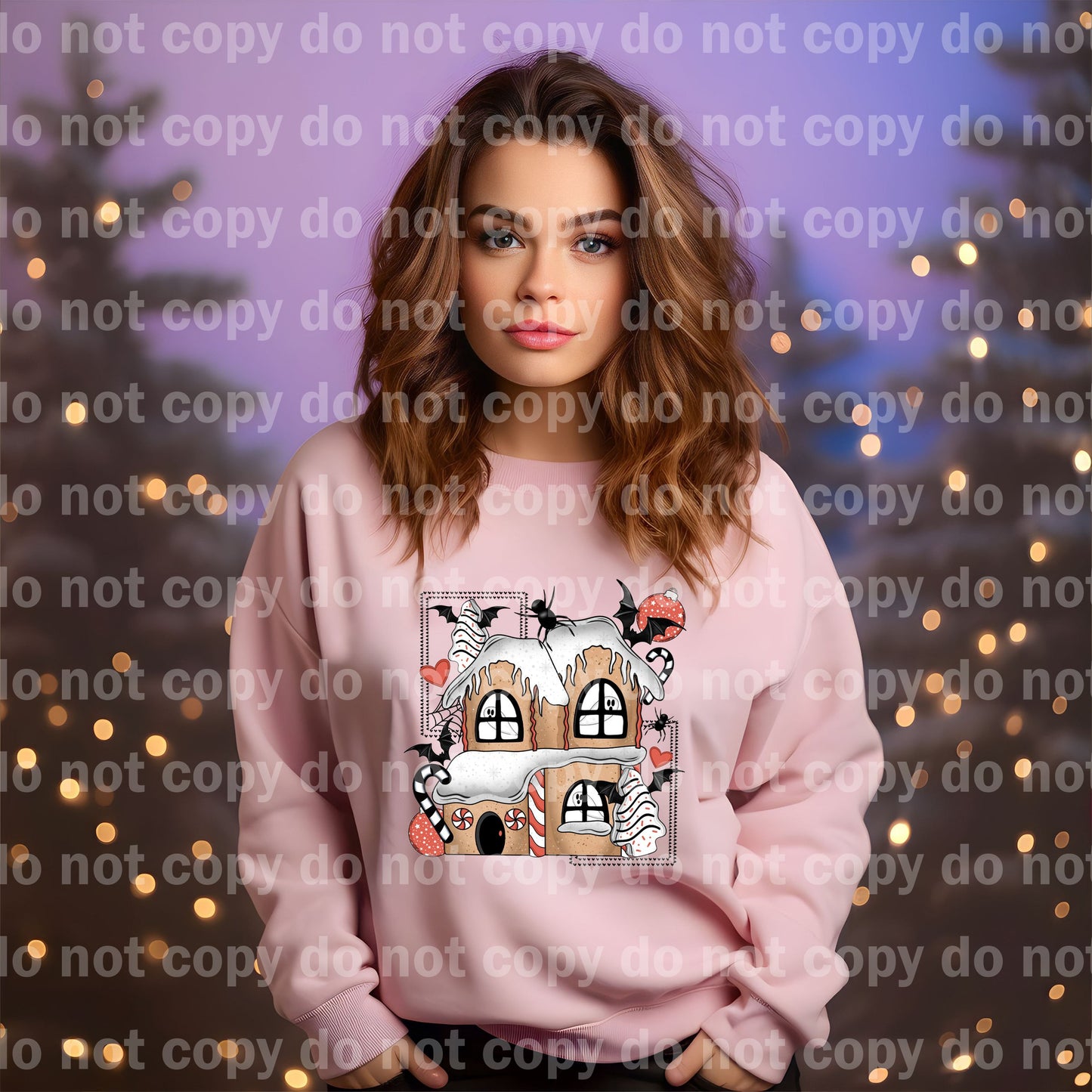 Spooky Gingerbread House with Optional Two Rows Sleeve Designs Dream Print or Sublimation Print