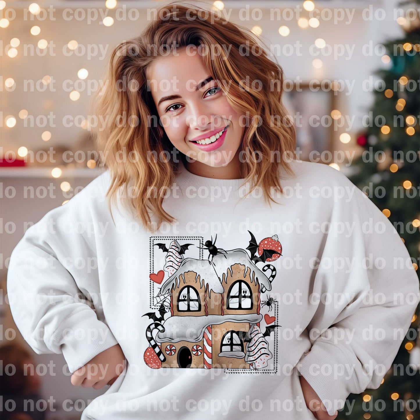 Spooky Gingerbread House with Optional Two Rows Sleeve Designs Dream Print or Sublimation Print