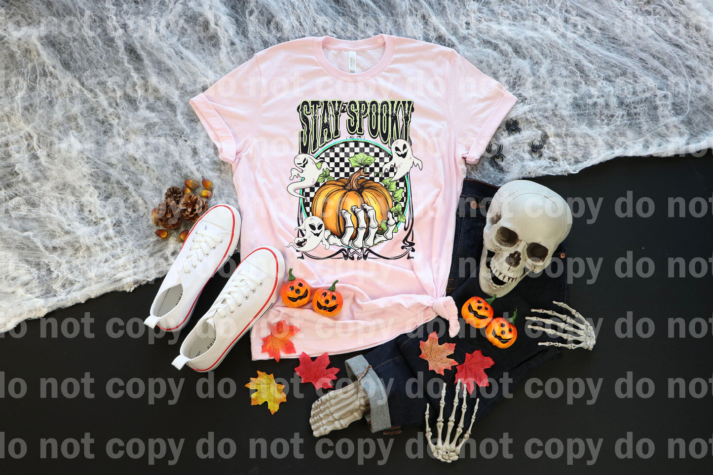 Stay Spooky Pumpkin Skellie Hand Ghost with Pocket Option Dream Print or Sublimation Print