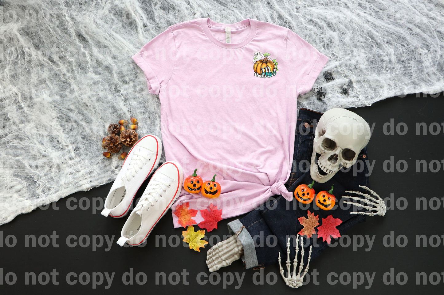 Stay Spooky Pumpkin Skellie Hand Ghost with Pocket Option Dream Print or Sublimation Print