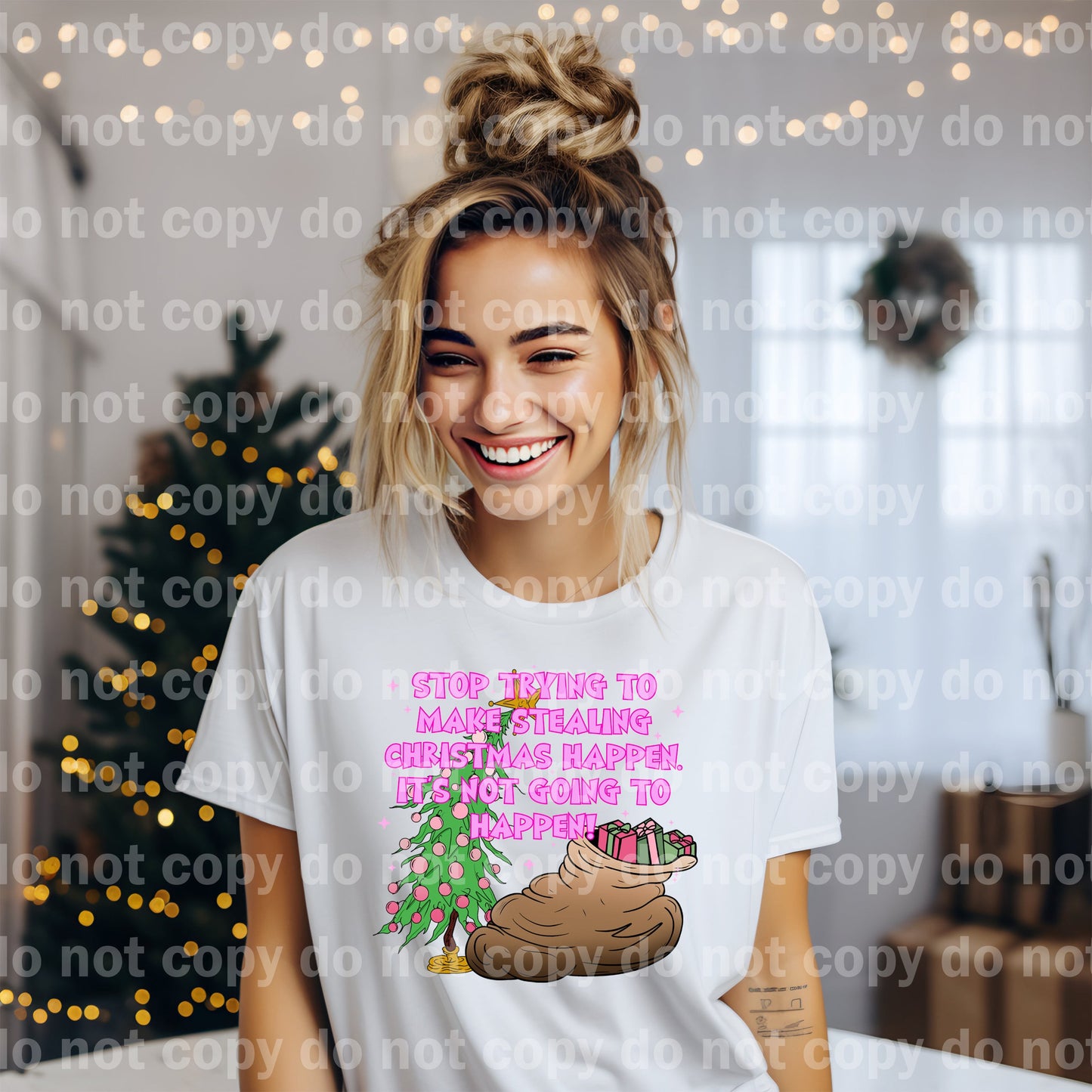 Stop Trying To Make Stealing Christmas Happen Black/Pink Dream Print or Sublimation Print