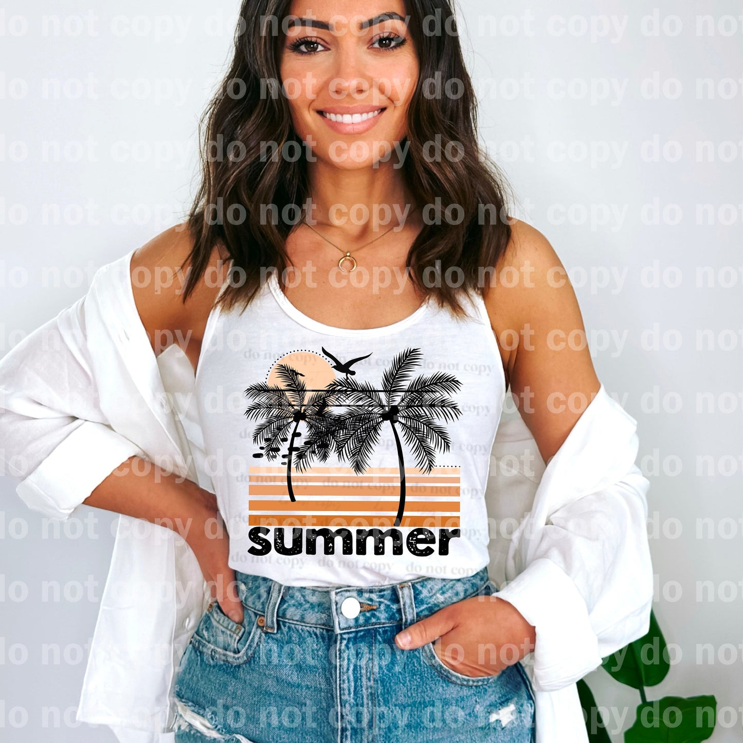 Summer Sun Palm Tree Peach Black/White