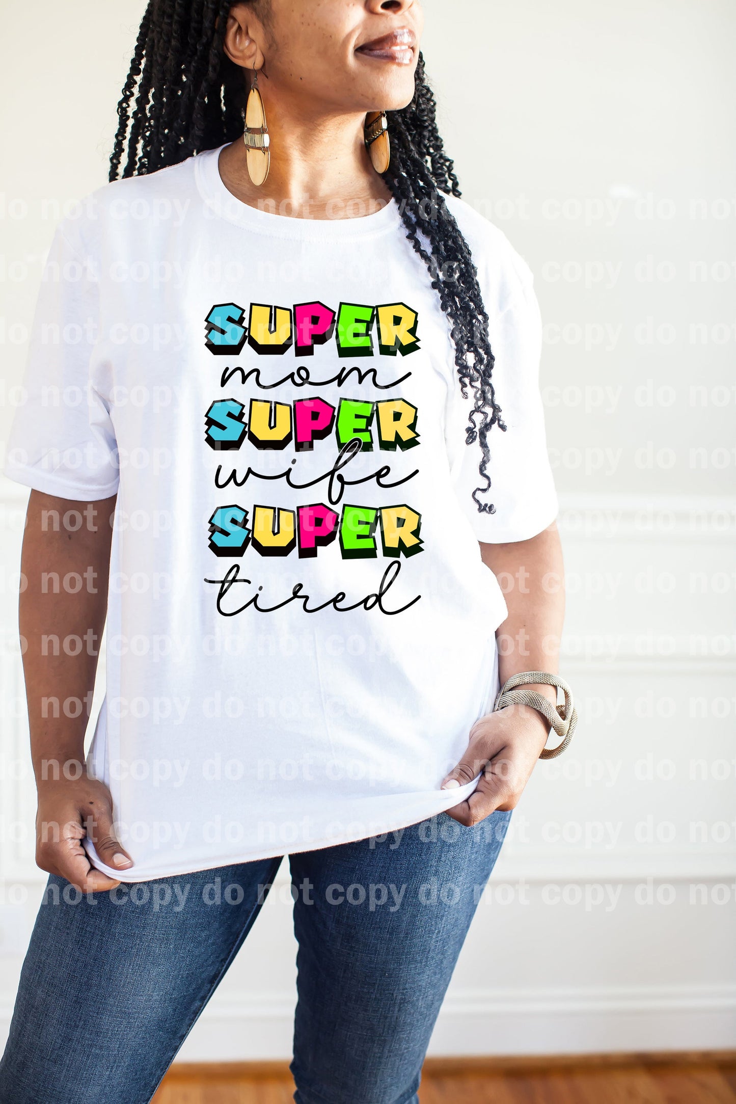 Super Mamá Súper Esposa Súper Cansada Neón A Todo Color/Impresión de Ensueño de Un Color o Impresión por Sublimación