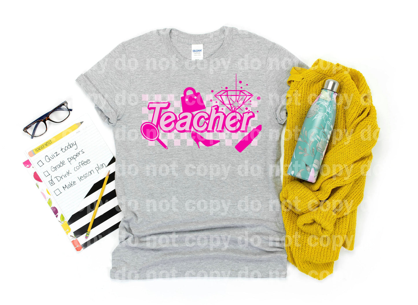 Teacher Pink Plaid Dream Print or Sublimation Print