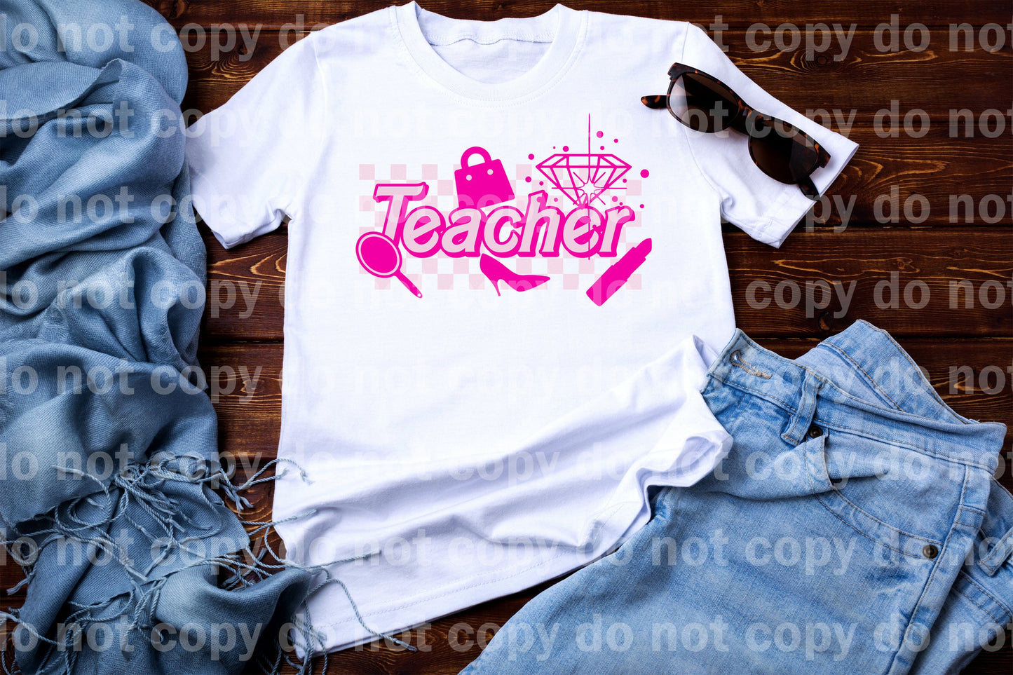 Teacher Pink Plaid Dream Print or Sublimation Print