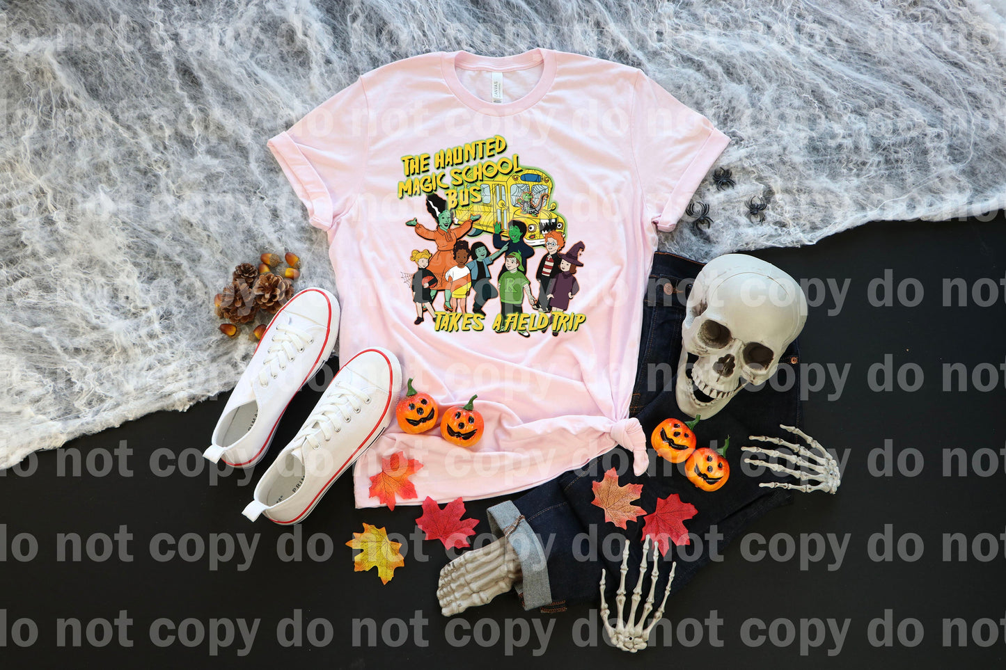 The Haunted Magic School Bus Takes A Field Trip with Optional Two Rows Sleeve Designs Dream Print or Sublimation Print
