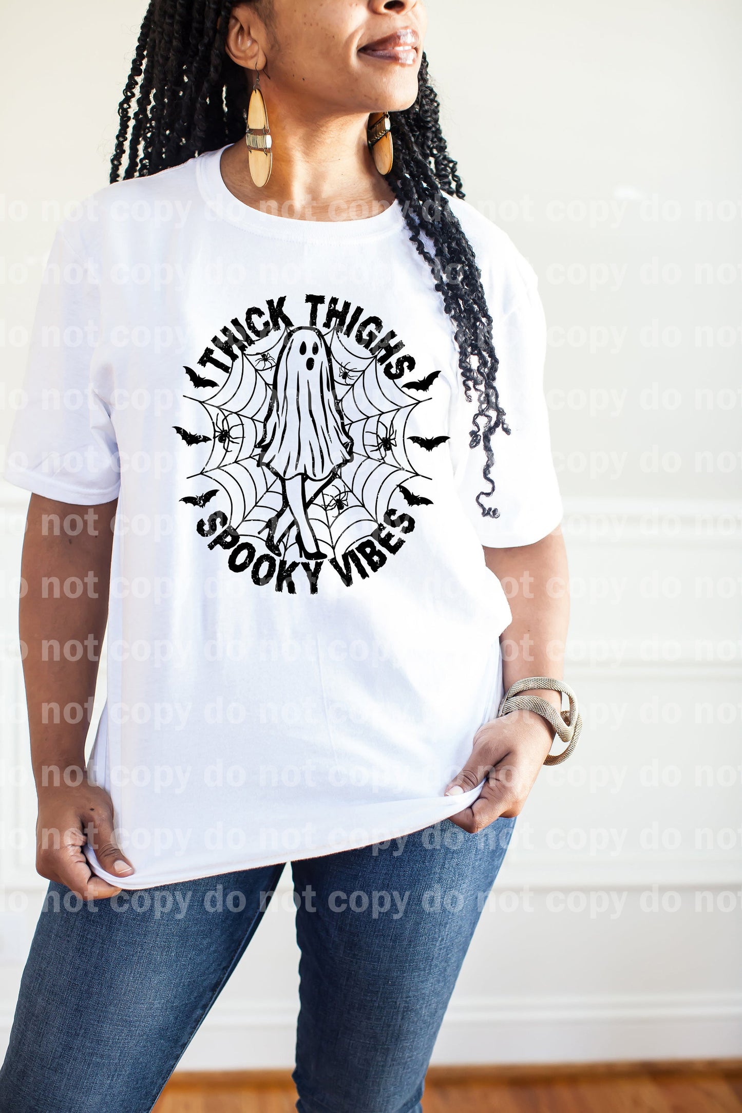 Thick Thighs Spooky Vibes Distressed Full Color/One Color Dream Print or Sublimation Print