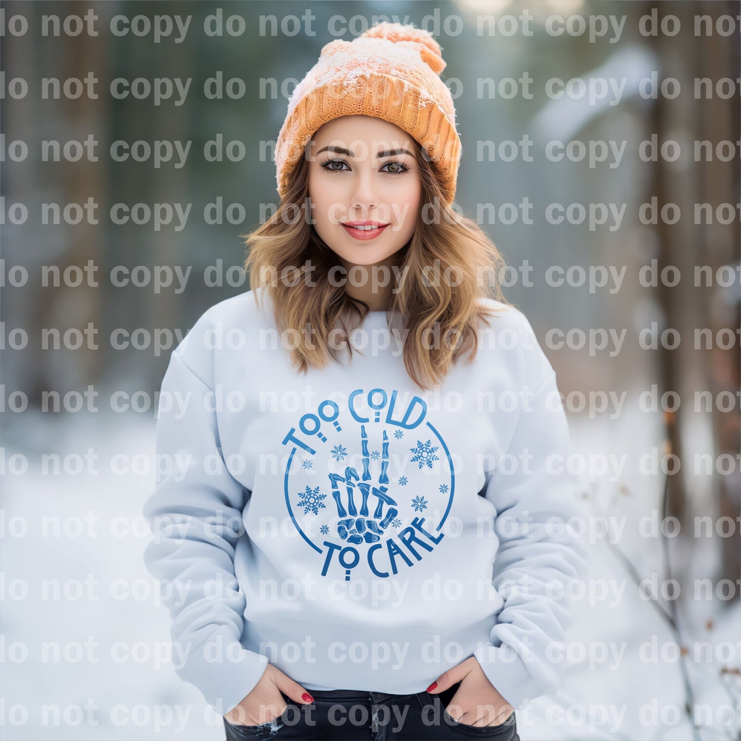 Too Cold To Care Blue Distressed/Non Distressed with Pocket Option Dream Print or Sublimation Print