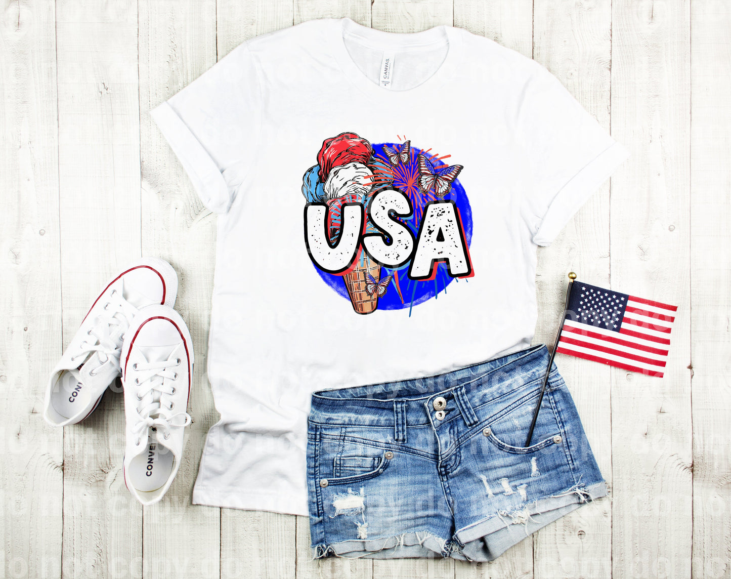 USA Ice Cream And Butterflies Dream Print or Sublimation Print