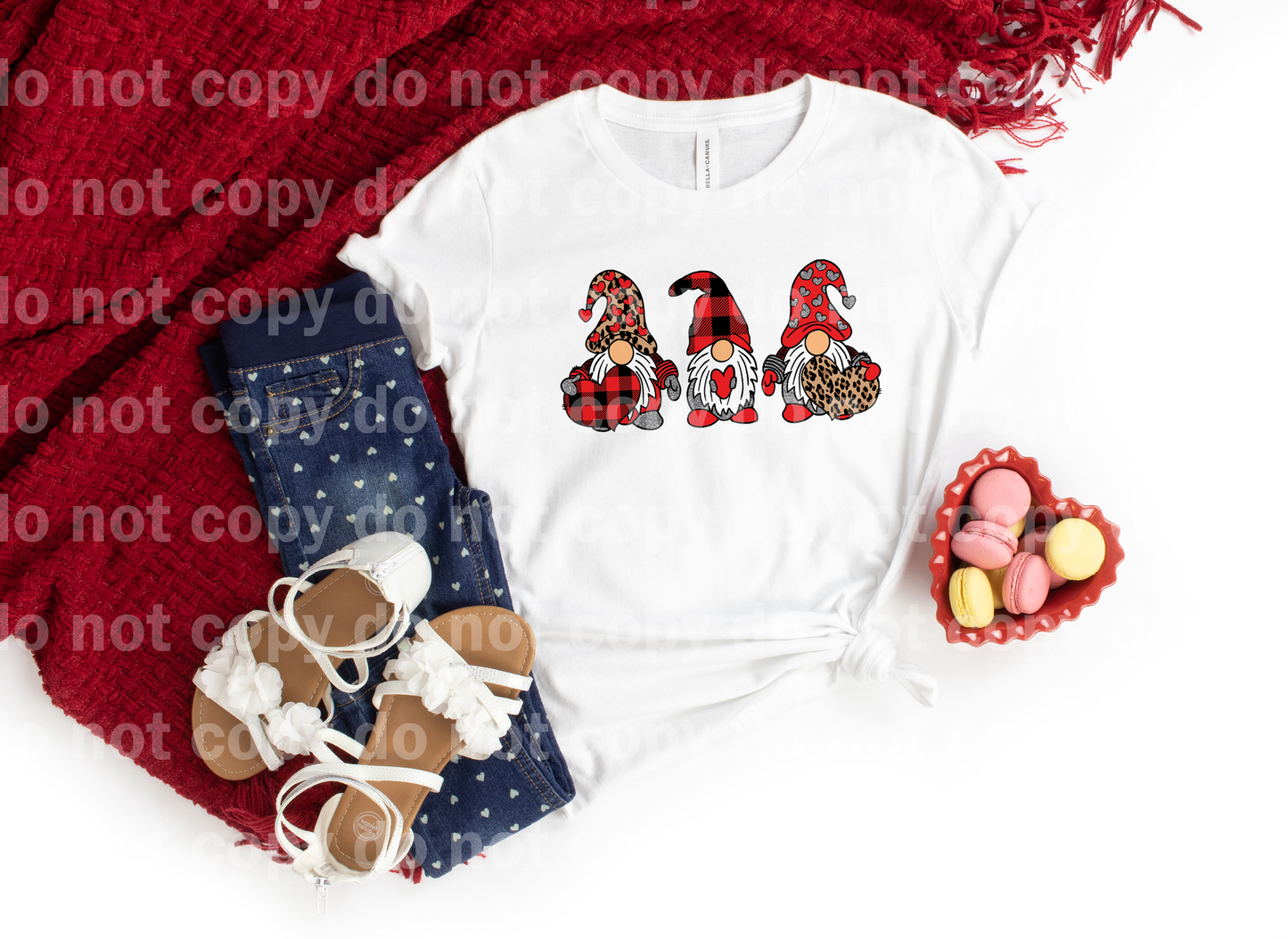 Valentines Gnomes Hearts Red Plaid Dream Print or Sublimation Print