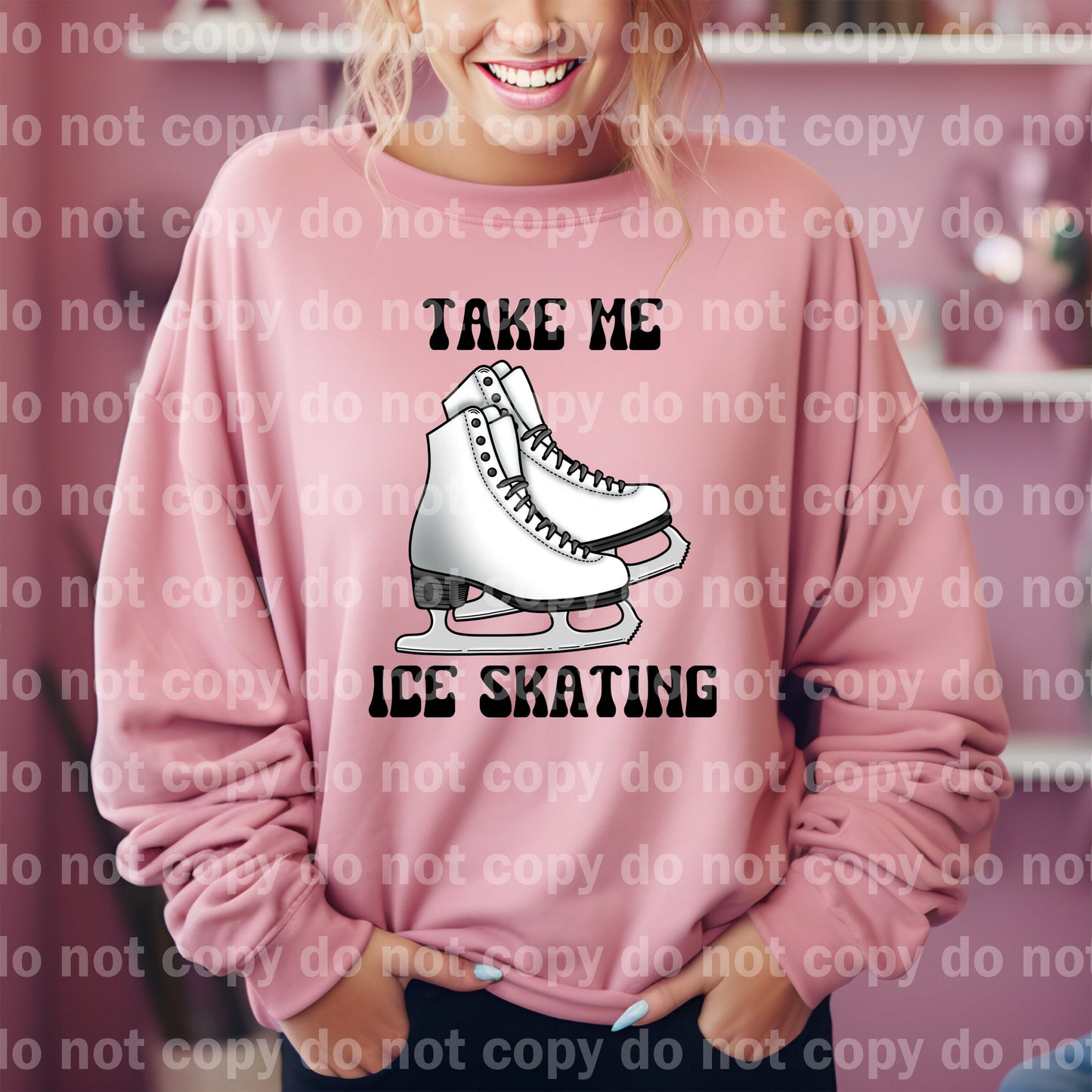 White Take Me Ice Skating Black/White Dream Print or Sublimation Print