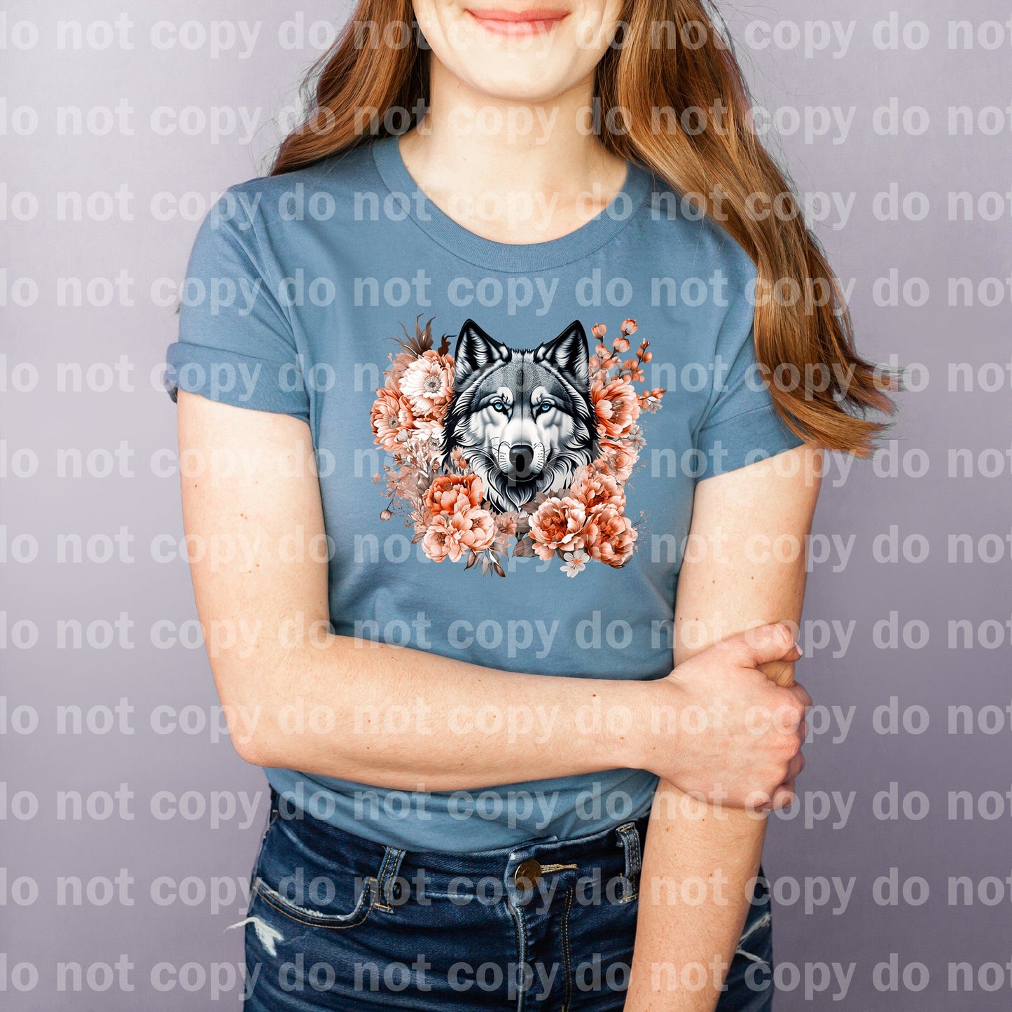Wolf Face Floral Dream Print or Sublimation Print