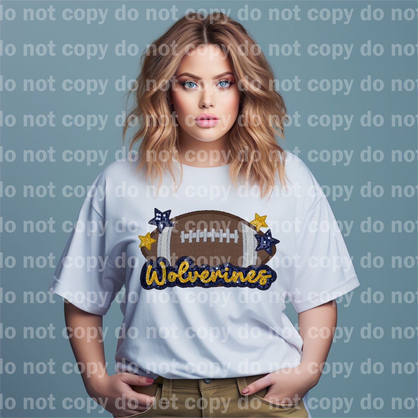 Wolverines Football Sequin Embroidery Dream Print or Sublimation Print