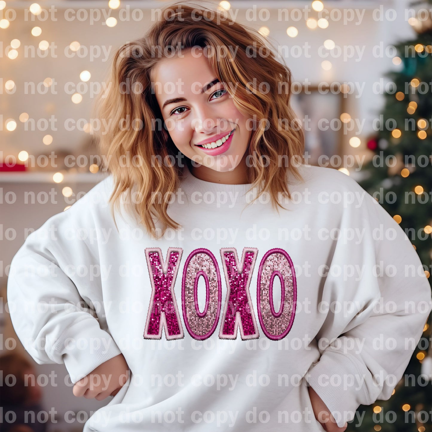 Xoxo Pink Embroidery Sequin Dream Print or Sublimation Print