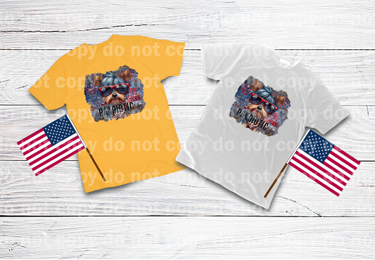 One Patriotic Pup Yorkie Brown With Shades Dream Print or Sublimation Print