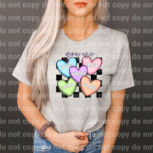 You Are Enough Loved Worthy Capable Strong Hearts Dream Print or Sublimation Print