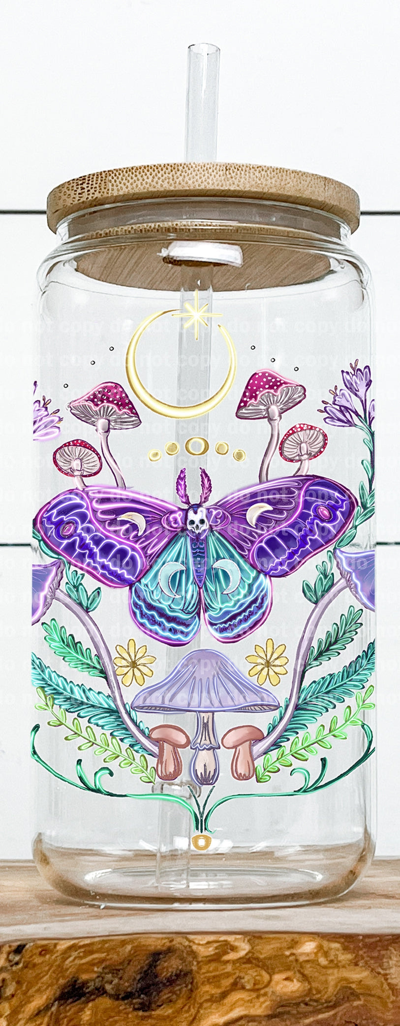 Purple Butterfly And Mushrooms Decal 3.5 x 4.4