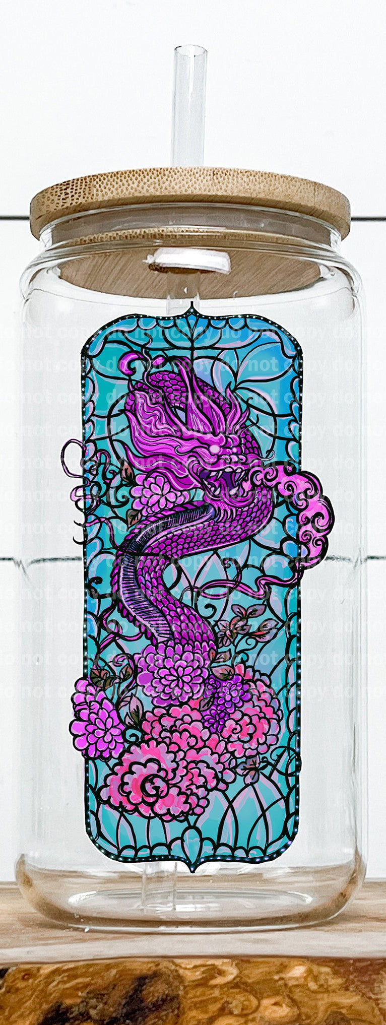 Purple Mythical Dragon Stained Glass