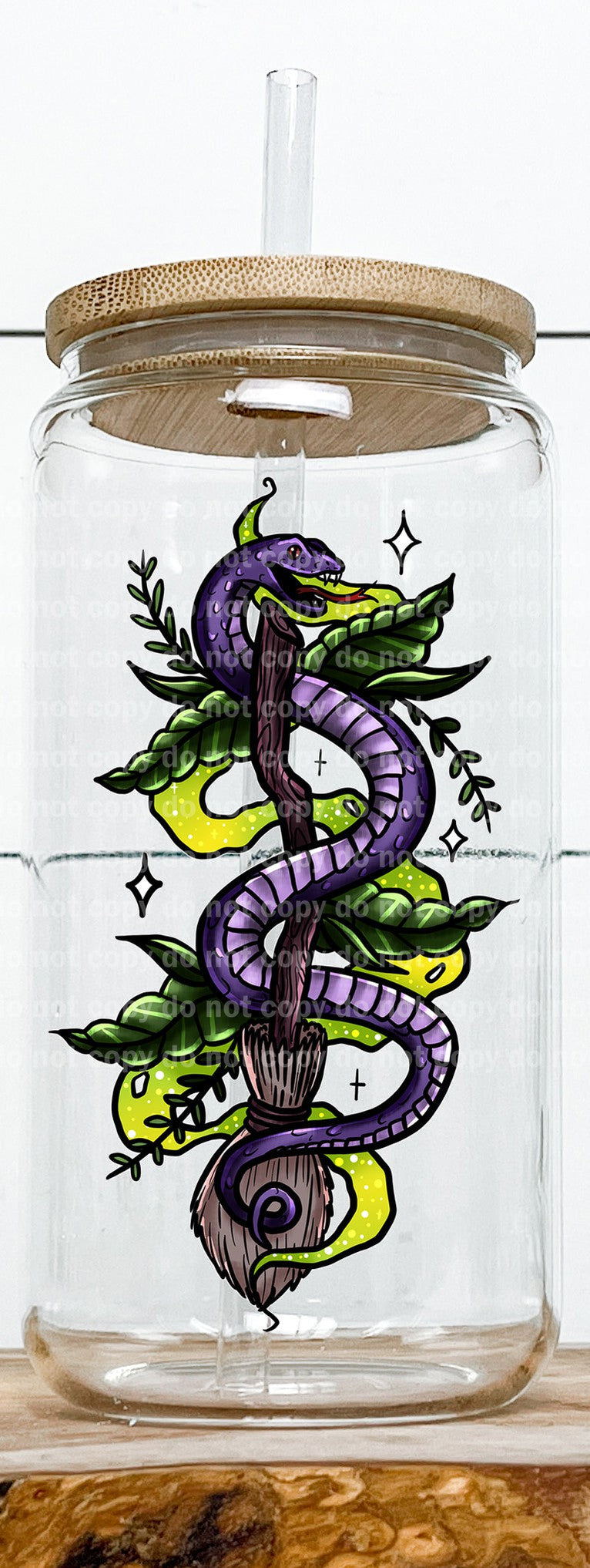 Purple Snake Broomstick Decal 2.5 x 4.5