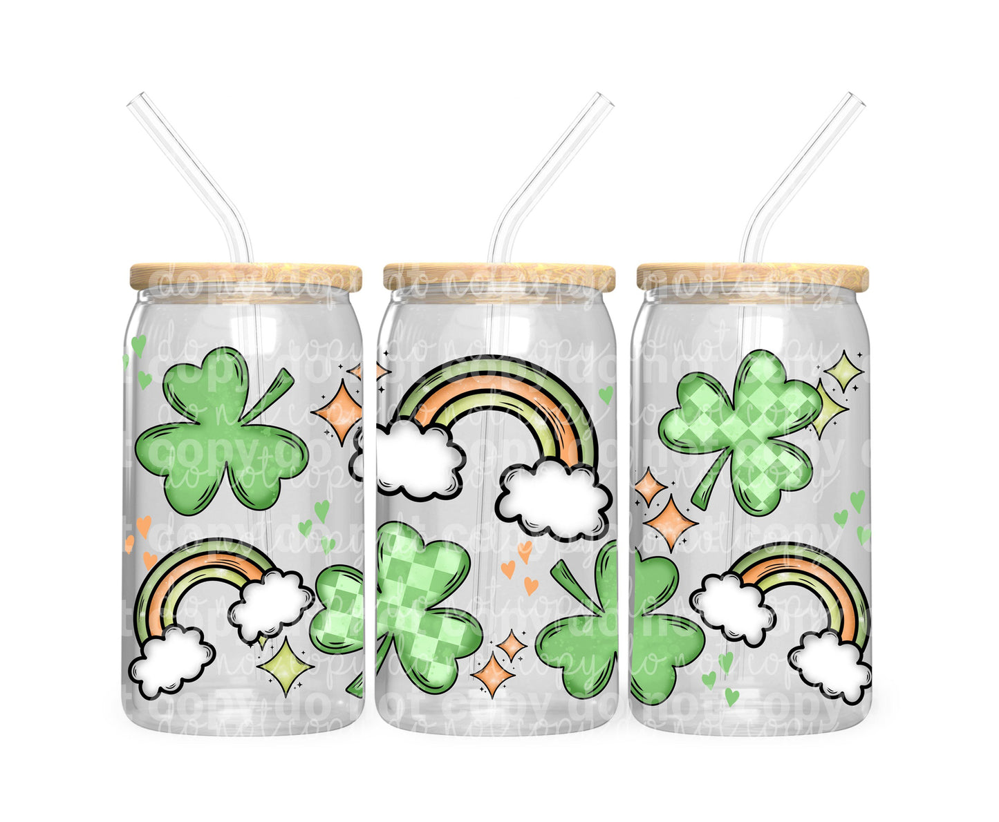 Rainbow Clover St Patrick 16oz Cup Wrap