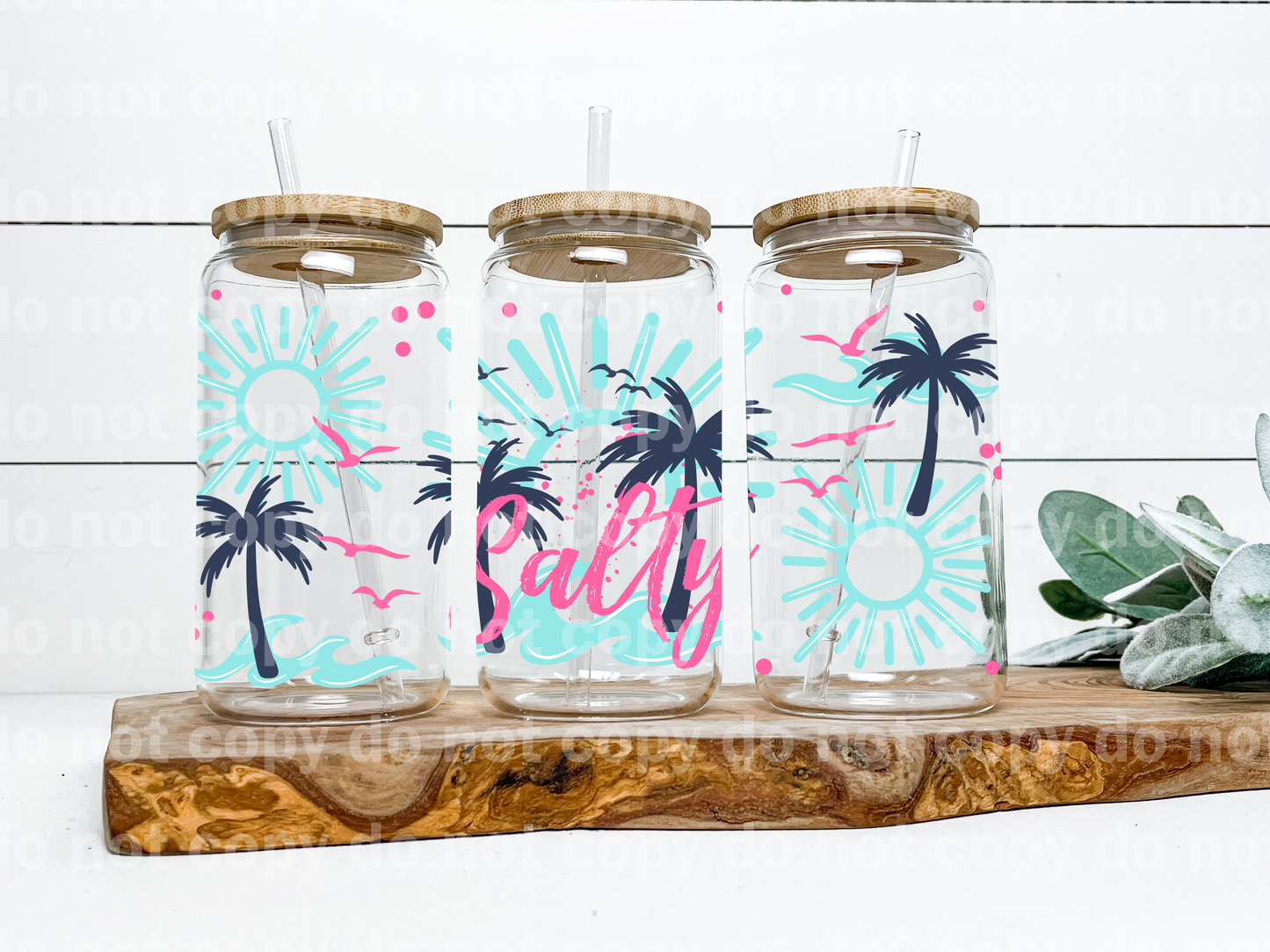 Salty Palm Trees 16oz Cup Wrap