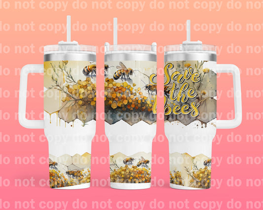 Save The Bees with Bottom Option 40oz Cup Wrap
