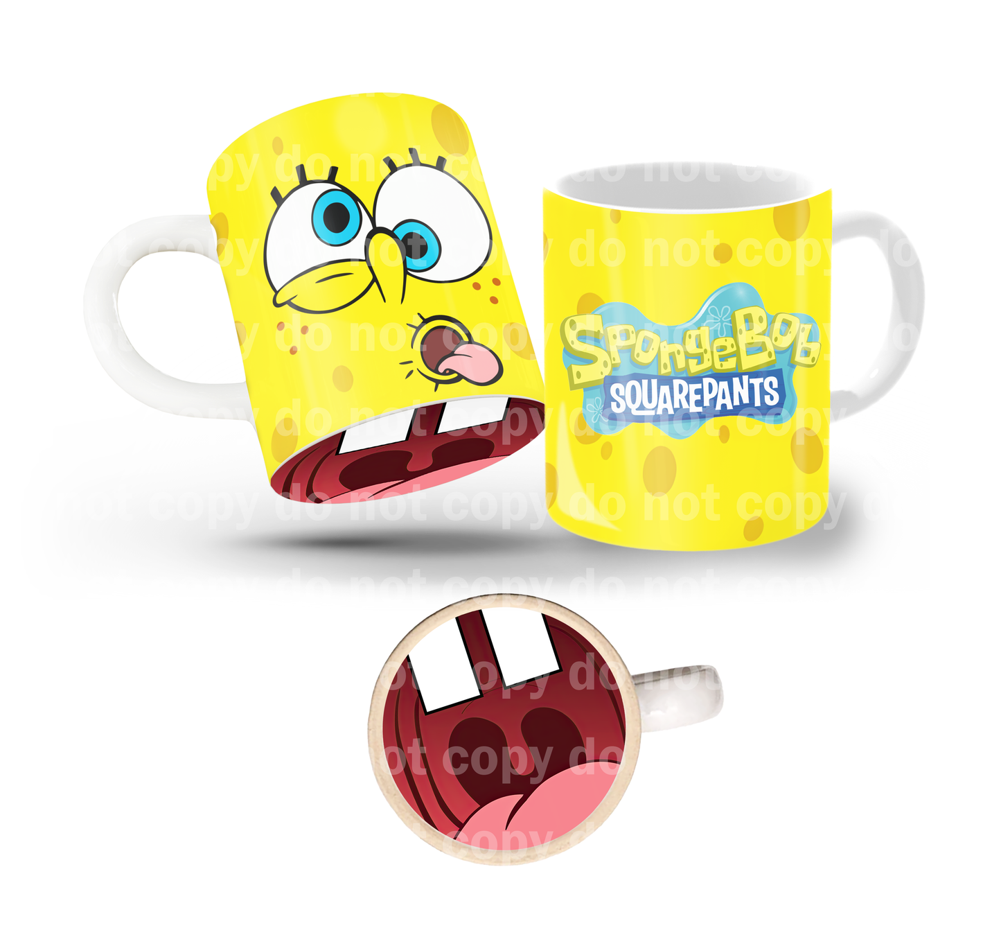 Sea Sponge Tongue Out Tilt & Sip Mug Wrap + Bottom Design Set
