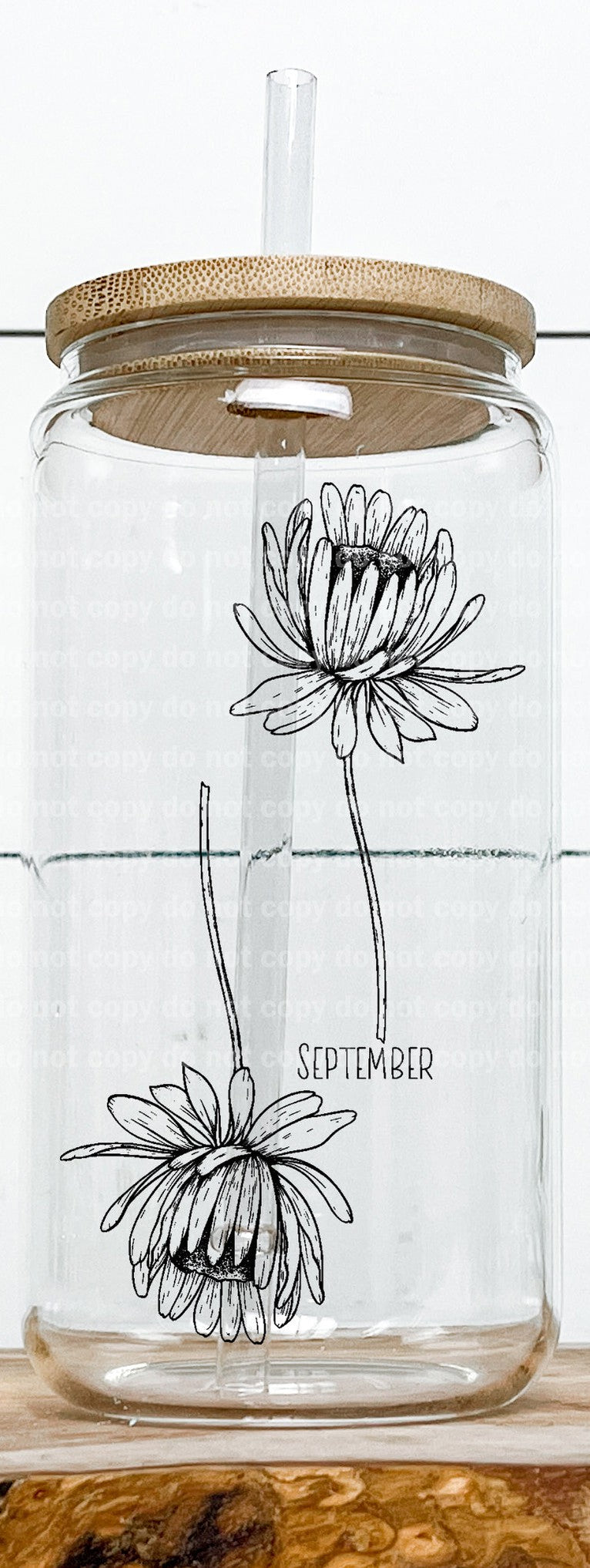 September Birth Flowers Black/White Dream Print or Sublimation Print with Decal Option