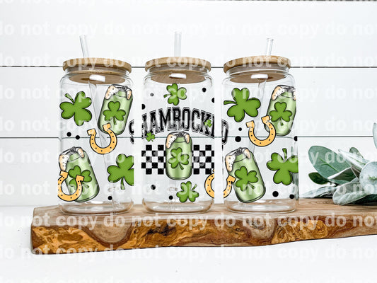 Shamrocked Checkered Clover Leaves 16oz Cup Wrap