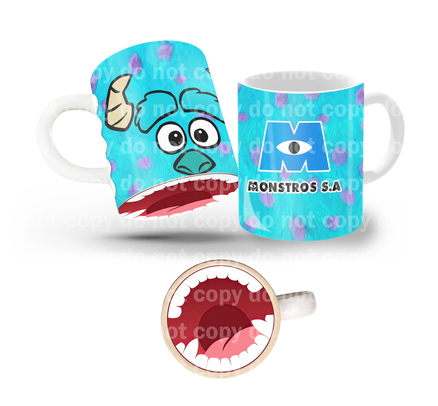 Shocked Scarer Monster Tilt & Sip Mug Wrap + Bottom Design Set